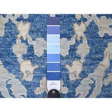 Load image into Gallery viewer, 2&#39;10&quot;x11&#39;9&quot; Imperial Blue, Hand Knotted, Afghan Angora Oushak, Natural Dyes, Wool Foundation With Tribal Flower Design, Runner Oriental Rug FWR534120