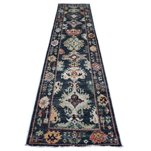 Load image into Gallery viewer, 2&#39;10&quot;x11&#39;9&quot; Charcoal Black, Natural Dyes, Hand Knotted, Wool Weft With Rural Medallions All Over Design, Afghan Angora Oushak, Runner Oriental Rug FWR534162