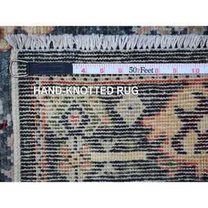 2'10"x11'9" Charcoal Black, Natural Dyes, Hand Knotted, Wool Weft With Rural Medallions All Over Design, Afghan Angora Oushak, Runner Oriental Rug FWR534162