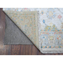 Load image into Gallery viewer, 4&#39;x19&#39;6&quot; Cadet Gray, Hand Knotted, All Over Village Motifs, Natural Dyes, Afghan Angora Oushak, Wool Weft, Wide Gallery Runner Oriental Rug FWR534168