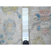 Load image into Gallery viewer, 4&#39;x19&#39;6&quot; Cadet Gray, Hand Knotted, All Over Village Motifs, Natural Dyes, Afghan Angora Oushak, Wool Weft, Wide Gallery Runner Oriental Rug FWR534168