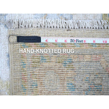 Load image into Gallery viewer, 4&#39;x19&#39;6&quot; Cadet Gray, Hand Knotted, All Over Village Motifs, Natural Dyes, Afghan Angora Oushak, Wool Weft, Wide Gallery Runner Oriental Rug FWR534168