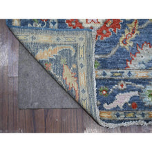 Load image into Gallery viewer, 4&#39;1&quot;x11&#39;9&quot; Denim Blue, Wool Weft, Vegetable Dyes, Hand Knotted, Tribal Flower And Leaf All Over Design, Afghan Angora Oushak, Runner Wide Gallery Oriental Rug FWR534174