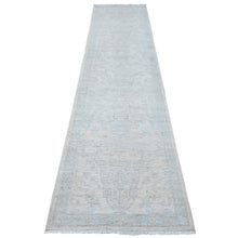 Load image into Gallery viewer, 2&#39;8&quot;x11&#39;1&quot; Chantilly Lace White, Hand Knotted Pure Wool, Washed Out Fine Peshawar All Over Design, Runner Oriental Rug FWR534186