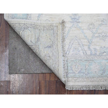 Load image into Gallery viewer, 2&#39;7&quot;x8&#39;2&quot; Nebulous White and Baby Blue, Hand Knotted Washed Out Runner With All Over Design, Organic Wool, Fine Peshawar Oriental Rug FWR534192