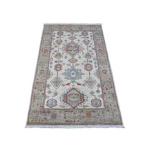 Load image into Gallery viewer, 3&#39;x5&#39;1&quot; Snowbound White, Karajeh Design With All Over Geometric Motifs, Hand Knotted, Vegetable Dyes, All Wool, Oriental Rug FWR534234