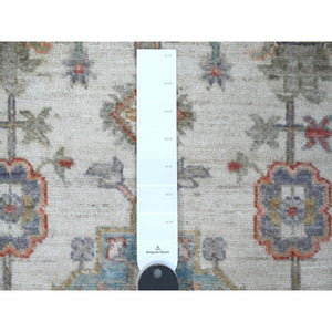 3'x5'1" Snowbound White, Karajeh Design With All Over Geometric Motifs, Hand Knotted, Vegetable Dyes, All Wool, Oriental Rug FWR534234