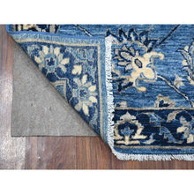 Load image into Gallery viewer, 2&#39;6&quot;x5&#39;10&quot; Yale and Denim Blue, Hand Knotted Natural Dyes, Fine Peshawar Mahal All Over Scrolls and Veins Design, 100% Wool, Runner Oriental Rug FWR534252