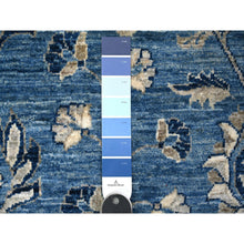 Load image into Gallery viewer, 2&#39;6&quot;x5&#39;10&quot; Yale and Denim Blue, Hand Knotted Natural Dyes, Fine Peshawar Mahal All Over Scrolls and Veins Design, 100% Wool, Runner Oriental Rug FWR534252