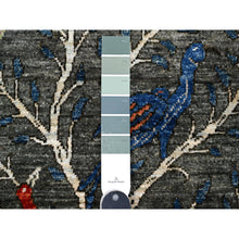 Load image into Gallery viewer, 2&#39;7&quot;x9&#39;9&quot; Digital Gray, Birds of Paradise Design, Tree of Life, Hand Knotted Afghan Peshawar, Abrash, All Wool, Vegetable Dyes, Runner Oriental Rug FWR534276