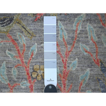 Load image into Gallery viewer, 2&#39;8&quot;x7&#39;9&quot; Cadet Gray, 100% Wool, Natural Dyes, Afghan Peshawar, Hand Knotted Birds of Paradise Design, Abrash, Runner Oriental Rug FWR534312