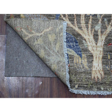 Load image into Gallery viewer, 2&#39;7&quot;x9&#39;8&quot; Shingle Gray, Birds of Paradise Design, Afghan Peshawar, Pure Wool, Natural Dyes, Hand Knotted, Abrash, Runner Oriental Rug FWR534330