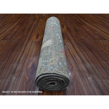 Load image into Gallery viewer, 2&#39;7&quot;x9&#39;8&quot; Shingle Gray, Birds of Paradise Design, Afghan Peshawar, Pure Wool, Natural Dyes, Hand Knotted, Abrash, Runner Oriental Rug FWR534330