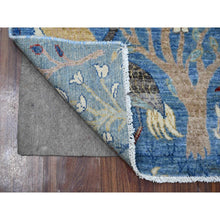 Load image into Gallery viewer, 2&#39;6&quot;x9&#39;9&quot; Atlantic Blue, Hand Knotted Vegetable Dyes, Natural Wool, Afghan Peshawar With Birds of Paradise Design, Runner Oriental Rug FWR534402