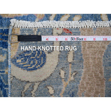 Load image into Gallery viewer, 2&#39;6&quot;x9&#39;9&quot; Atlantic Blue, Hand Knotted Vegetable Dyes, Natural Wool, Afghan Peshawar With Birds of Paradise Design, Runner Oriental Rug FWR534402