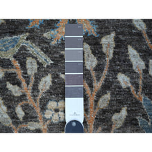 Load image into Gallery viewer, 2&#39;6&quot;x6&#39;1&quot; Jet Gray, Borderless, Birds of Paradise, Hand Knotted, Afghan Peshawar, Natural Dyes 100% Wool, Runner Oriental Rug FWR534408