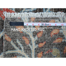 Load image into Gallery viewer, 2&#39;6&quot;x6&#39;1&quot; Jet Gray, Borderless, Birds of Paradise, Hand Knotted, Afghan Peshawar, Natural Dyes 100% Wool, Runner Oriental Rug FWR534408