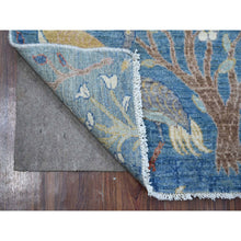 Load image into Gallery viewer, 2&#39;6&quot;x9&#39;9&quot; Atlantic Blue, Hand Knotted Vegetable Dyes, Natural Wool, Afghan Peshawar With Birds of Paradise Design, Runner Oriental Rug FWR534414