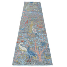 Load image into Gallery viewer, 2&#39;7&quot;x10&#39; Jubilee Gray, Afghan Peshawar with Birds of Paradise Design, Natural Dyes, Soft and Vibrant Wool, Hand Knotted, Runner Oriental Rug FWR534420