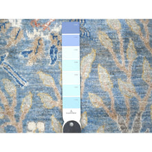 Load image into Gallery viewer, 4&#39;x11&#39;10&quot; Cadet Blue, Natural Dyes Extra Soft Wool, Hand Knotted Afghan Peshawar with Birds of Paradise, Wide Runner Oriental Rug FWR534444