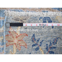 Load image into Gallery viewer, 4&#39;x11&#39;10&quot; Cadet Blue, Natural Dyes Extra Soft Wool, Hand Knotted Afghan Peshawar with Birds of Paradise, Wide Runner Oriental Rug FWR534444