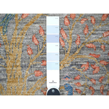 Load image into Gallery viewer, 5&#39;x5&#39; Daphne Gray, Hand Knotted Vegetable Dyes Afghan Peshawar with Birds of Paradise, Soft and Velvety Wool, Round Oriental Rug FWR534450