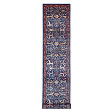 Load image into Gallery viewer, 3&#39;2&quot;x19&#39;5&quot; Star Blue, Pure Wool, Aryana Collection, Hand Knotted Vegetable Dyes, Bidjar Garus Design, XL Runner Oriental Rug FWR534462