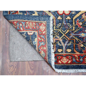 3'2"x19'5" Star Blue, Pure Wool, Aryana Collection, Hand Knotted Vegetable Dyes, Bidjar Garus Design, XL Runner Oriental Rug FWR534462