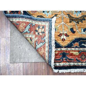 2'6"x6' Night Blue With Ladybug Red, Extra Soft Wool, Caucasian Akstafa Design, Hand Knotted, Fine Aryana Runner Oriental Rug FWR534468