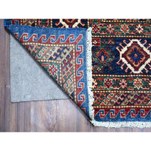 Load image into Gallery viewer, 9&#39;8&quot;x13&#39;7&quot; Neon Blue, Multiple Border, Large Triple Medallions, Hand Knotted, Natural Dyes, All Wool, Afghan Super Kazak Oriental Rug FWR534486