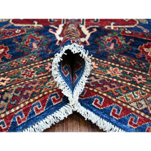 Load image into Gallery viewer, 9&#39;8&quot;x13&#39;7&quot; Neon Blue, Multiple Border, Large Triple Medallions, Hand Knotted, Natural Dyes, All Wool, Afghan Super Kazak Oriental Rug FWR534486