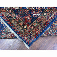 Load image into Gallery viewer, 9&#39;8&quot;x13&#39;7&quot; Neon Blue, Multiple Border, Large Triple Medallions, Hand Knotted, Natural Dyes, All Wool, Afghan Super Kazak Oriental Rug FWR534486