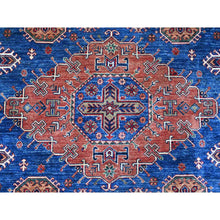 Load image into Gallery viewer, 9&#39;8&quot;x13&#39;7&quot; Neon Blue, Multiple Border, Large Triple Medallions, Hand Knotted, Natural Dyes, All Wool, Afghan Super Kazak Oriental Rug FWR534486