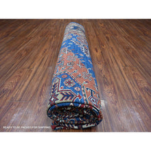 Load image into Gallery viewer, 9&#39;8&quot;x13&#39;7&quot; Neon Blue, Multiple Border, Large Triple Medallions, Hand Knotted, Natural Dyes, All Wool, Afghan Super Kazak Oriental Rug FWR534486