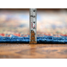 Load image into Gallery viewer, 9&#39;8&quot;x13&#39;7&quot; Neon Blue, Multiple Border, Large Triple Medallions, Hand Knotted, Natural Dyes, All Wool, Afghan Super Kazak Oriental Rug FWR534486