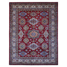 Load image into Gallery viewer, 7&#39;10&quot;x10&#39;8&quot; Sangre Red, Vibrant Tribal Elements, Hand Knotted Natural Wool, Vegetable Dyes, Afghan Super Kazak, Oriental Rug FWR534528