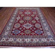 Load image into Gallery viewer, 7&#39;10&quot;x10&#39;8&quot; Sangre Red, Vibrant Tribal Elements, Hand Knotted Natural Wool, Vegetable Dyes, Afghan Super Kazak, Oriental Rug FWR534528