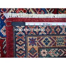 Load image into Gallery viewer, 7&#39;10&quot;x10&#39;8&quot; Sangre Red, Vibrant Tribal Elements, Hand Knotted Natural Wool, Vegetable Dyes, Afghan Super Kazak, Oriental Rug FWR534528