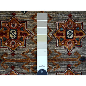 8'x10'3" Argos Gray, Soft And Shiny Wool, Hand Knotted, Vegetable Dyes Afghan Super Kazak All Over Design Oriental Rug FWR534534