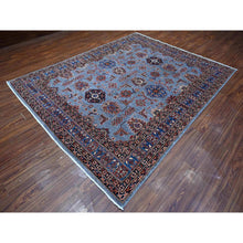 Load image into Gallery viewer, 8&#39;x10&#39; Tufts Blue, Hand Knotted, Afghan Super Kazak With Tribal Motifs All Over Design, Densely Woven, Vegetable Dyes, Oriental Rug FWR534546