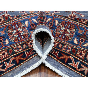 8'x10' Tufts Blue, Hand Knotted, Afghan Super Kazak With Tribal Motifs All Over Design, Densely Woven, Vegetable Dyes, Oriental Rug FWR534546