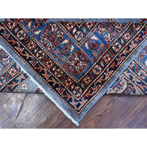 8'x10' Tufts Blue, Hand Knotted, Afghan Super Kazak With Tribal Motifs All Over Design, Densely Woven, Vegetable Dyes, Oriental Rug FWR534546