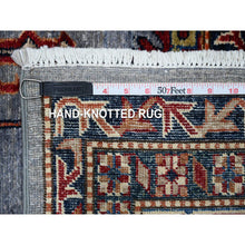 Load image into Gallery viewer, 8&#39;x10&#39; Tufts Blue, Hand Knotted, Afghan Super Kazak With Tribal Motifs All Over Design, Densely Woven, Vegetable Dyes, Oriental Rug FWR534546