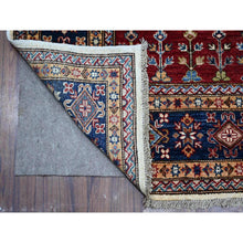 Load image into Gallery viewer, 5&#39;10&quot;x9&#39; Cloud White, Hand Knotted Natural Dyes, Afghan Shiny Wool Super Kazak All Over Geometric Design With Multiple Borders Oriental Rug FWR534564