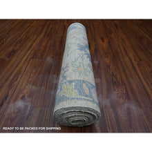 Load image into Gallery viewer, 2&#39;10&quot;x15&#39;10&quot; Silver Chalice Gray, Village All Over Floral Design, Natural Dyes, Wool Weft, Hand Knotted, Afghan Angora Oushak, Oversized Runner Oriental Rug FWR534582