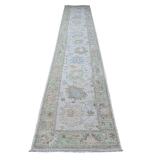 Load image into Gallery viewer, 2&#39;9&quot;x15&#39;4&quot; Timberwolf Gray, Tribal Flower And Leaf Pattern All Over, Afghan Angora Oushak, Wool Weft, Hand Knotted, Natural Dyes, XL Runner Oriental Rug FWR534606