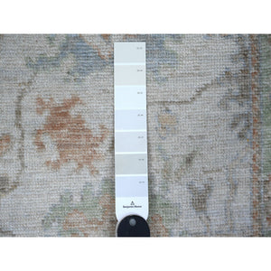 2'9"x15'4" Timberwolf Gray, Tribal Flower And Leaf Pattern All Over, Afghan Angora Oushak, Wool Weft, Hand Knotted, Natural Dyes, XL Runner Oriental Rug FWR534606