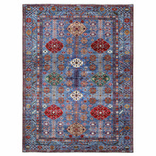 Load image into Gallery viewer, 9&#39;x12&#39; Marengo Gray, 100% Wool, Hand Knotted, Vegetable Dyes, Afghan All Over Tribal Motifs Super Kazak Oriental Rug FWR534612