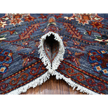 Load image into Gallery viewer, 9&#39;x12&#39; Marengo Gray, 100% Wool, Hand Knotted, Vegetable Dyes, Afghan All Over Tribal Motifs Super Kazak Oriental Rug FWR534612