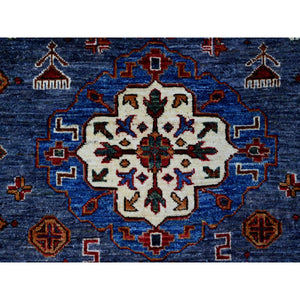 9'x12' Marengo Gray, 100% Wool, Hand Knotted, Vegetable Dyes, Afghan All Over Tribal Motifs Super Kazak Oriental Rug FWR534612